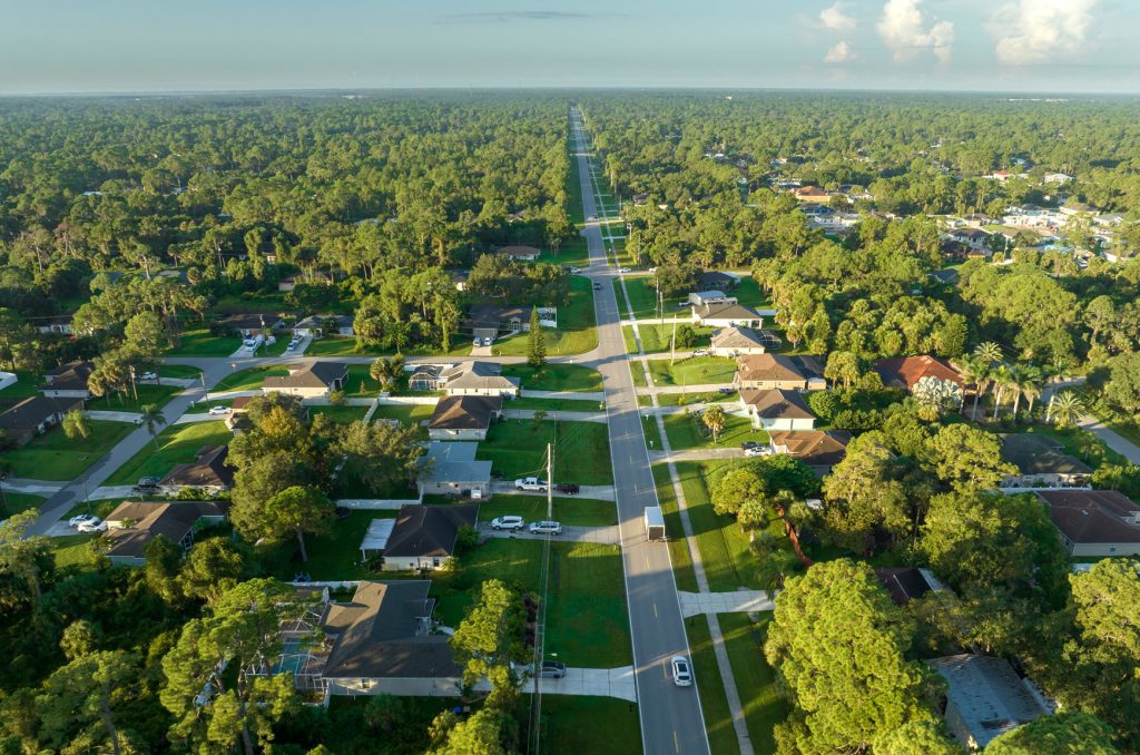 Aerial view of a Florida residential community